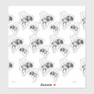 Sticker Genoux d'abeille en noir et blanc