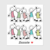 Sticker Gens bâtons heureux amis (Feuille)
