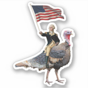 Sticker George Washington À cheval Sur Un Thanksgiving Tur