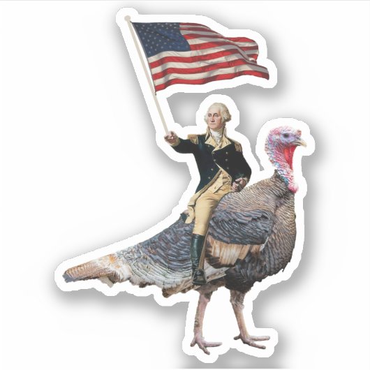 Sticker George Washington À cheval Sur Un Thanksgiving Tur (Devant)