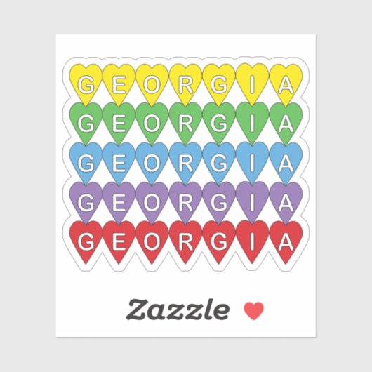 Sticker Georgia Heart Pattern Rainbow (Feuille)