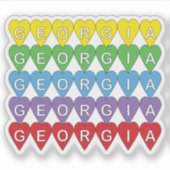 Sticker Georgia Heart Pattern Rainbow (Devant)