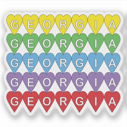 Sticker Georgia Heart Pattern Rainbow (Devant)