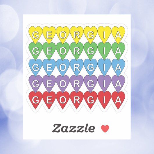 Sticker Georgia Heart Pattern Rainbow