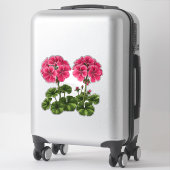 Sticker Géraniums roses vibrants avec des feuilles vertes  (Sur valise)