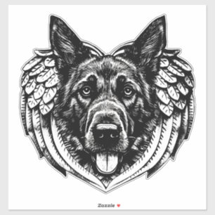Sticker German shepherd Angel dog head art illustration
