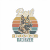 Sticker German Shepherd Dad Vintage Sunset Shirt Design (Devant)
