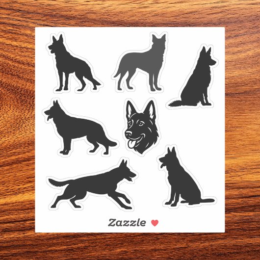 Sticker German Shepherd Dog Black Silhouettes Set