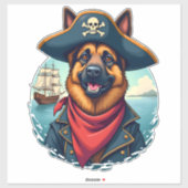 Sticker German Shepherd Dog Pirate Copy (Feuille)