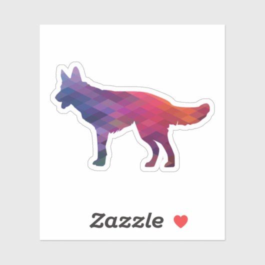 Sticker German Shepherd Geometric Pattern Silhouette Purp (Feuille)