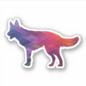 Sticker German Shepherd Geometric Pattern Silhouette Purp (Devant)