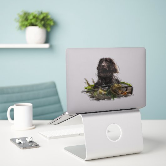 Sticker German Spaniel, Wachtelhund      (Ordinateur portable sur le bureau)