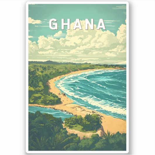 Sticker Ghana Illustration Travel Art Vintage (Devant)