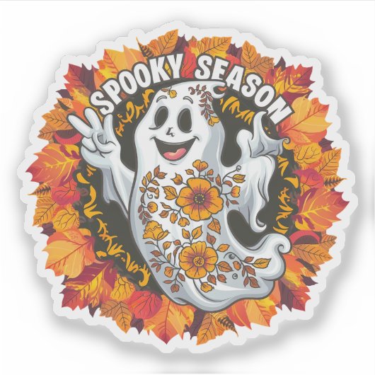Sticker Ghost de dessin mignon mais effrayant (Devant)