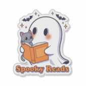 Sticker Ghost et Chat - Lectures Éffrayantes Hallo (Devant)