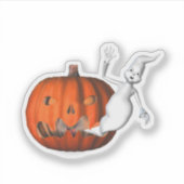 Sticker Ghost Jack-o'-lantern Halloween drôle (Devant)