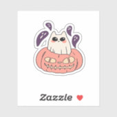 Sticker Ghost Kitty dans un T-shirt classique citrouille (Feuille)