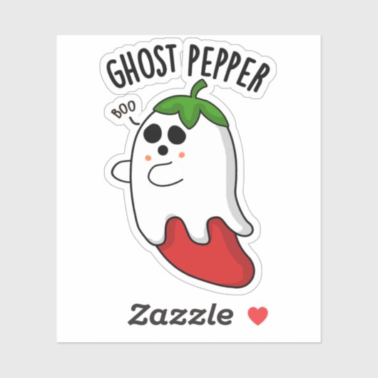 Sticker Ghost Pepper Funny Chili Pun (Feuille)
