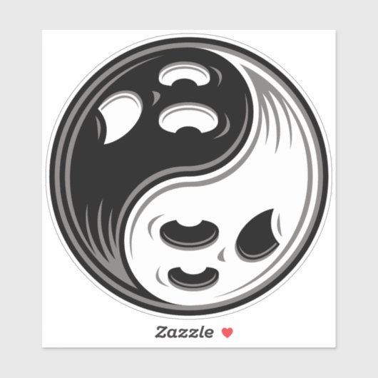 Sticker Ghost Yin Yang Noir et blanc (Feuille)