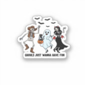 Sticker Ghouls veut juste s'amuser - Danser Squelette Spoo (Recto)