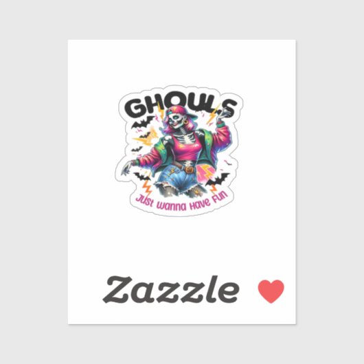 Sticker Ghouls veut juste s'amuser Halloween Vibes (Feuille)