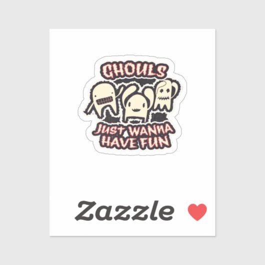 Sticker Ghouls veut juste s'amuser Retro Éffrayant (Feuille)