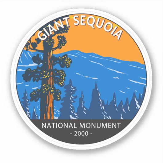 Sticker Giant Sequoia National Monument California Vintage (Devant)