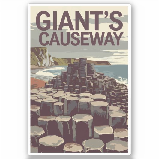 Sticker Giant's Causeway Irlande Illustration Travel Art (Devant)