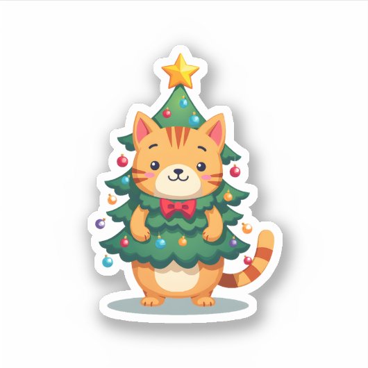 Sticker Gingembre Chat Noël Arbre mou Noël 2 (Devant)