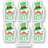 Sticker Ginger Mustache vous pour la bière verte avec le t (Devant)