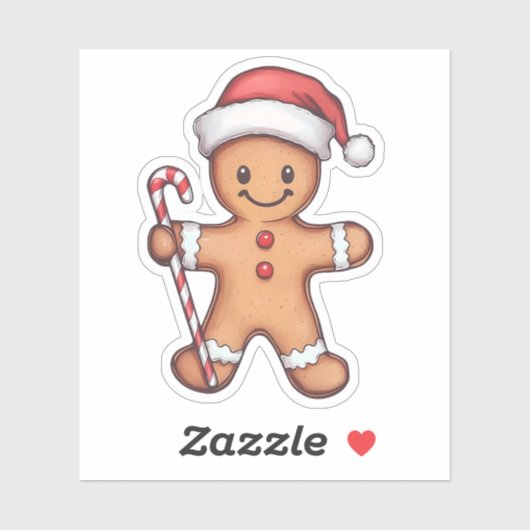 Sticker Gingerbread Man Christmas Cookie (Feuille)