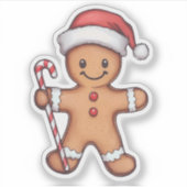 Sticker Gingerbread Man Christmas Cookie (Devant)
