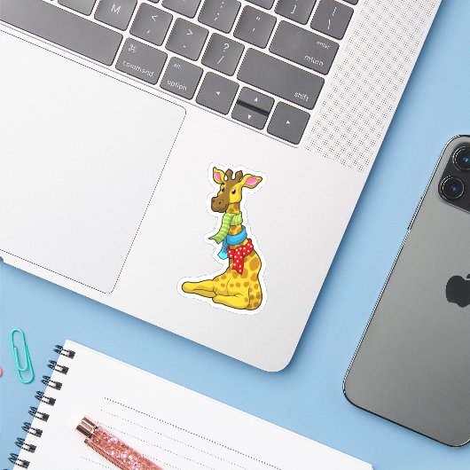 Sticker Girafe (Ordinateur portable avec iPhone)