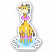Sticker Girafe à la natation avec anneau de natation (Devant)