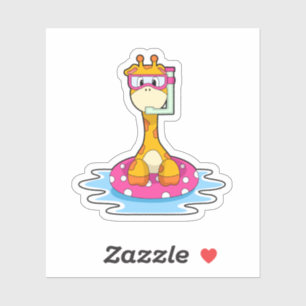Sticker Girafe à la natation avec tuba