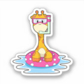 Sticker Girafe à la natation avec tuba (Devant)
