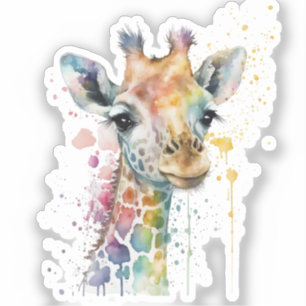 Sticker Girafe à l'aquarelle en ivoire intemporel motif