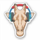 Sticker Girafe at Music with Headphone (Devant)