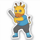 Sticker Girafe au baseball avec batte de baseball (Devant)