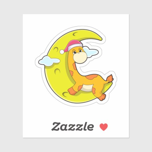 Sticker Girafe au coucher de la lune (Feuille)