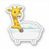 Sticker Girafe avec baignoire avec mousse (Devant)