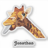 Sticker Girafe Avec Langue Violette Et Votre Nom Vinyl (Devant)
