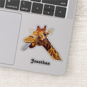 Sticker Girafe Avec Langue Violette Et Votre Nom Vinyl