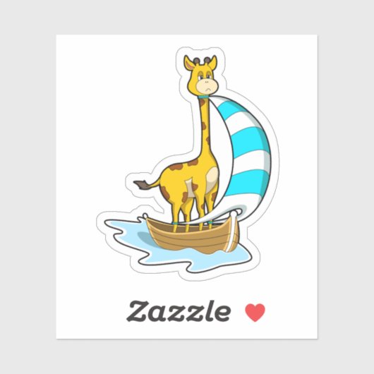 Sticker Girafe avec voilier (Feuille)