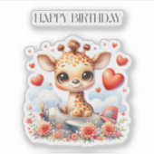 Sticker Girafe Avion Anniversaire (Devant)