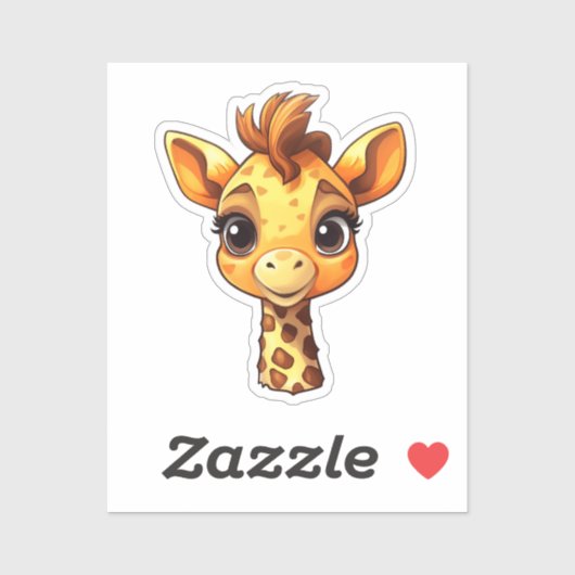 Sticker girafe de dessin animé (Feuille)
