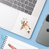 Sticker Girafe de Patchwork (Ordinateur portable avec iPhone)