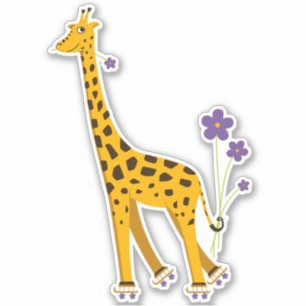Sticker Girafe de patinage drôle mignonne de bande