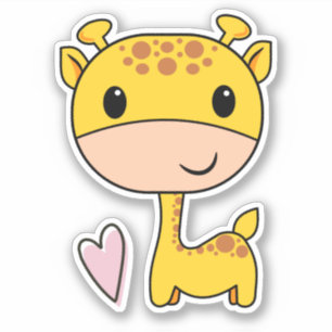 Sticker Girafe Mignonne Avec Cœur
