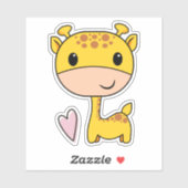 Sticker Girafe Mignonne Avec Cœur (Feuille)